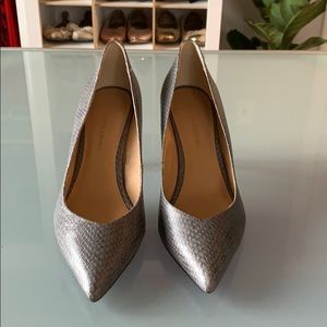 Gray Faux Snakeskin Heels
